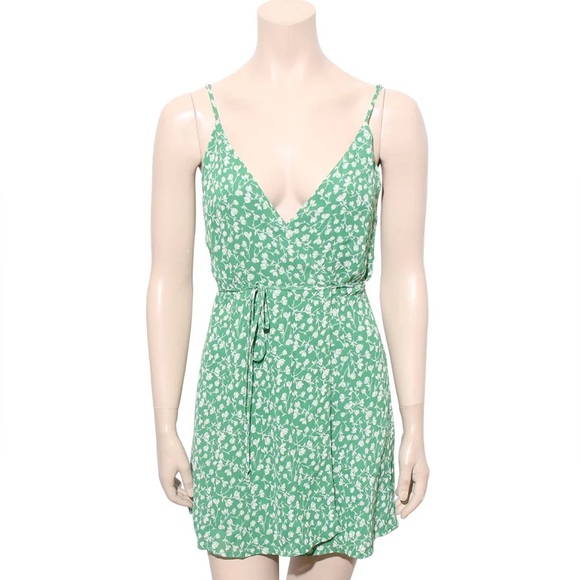 Reformation Green Floral Wrap Dress - Picture 3 of 6